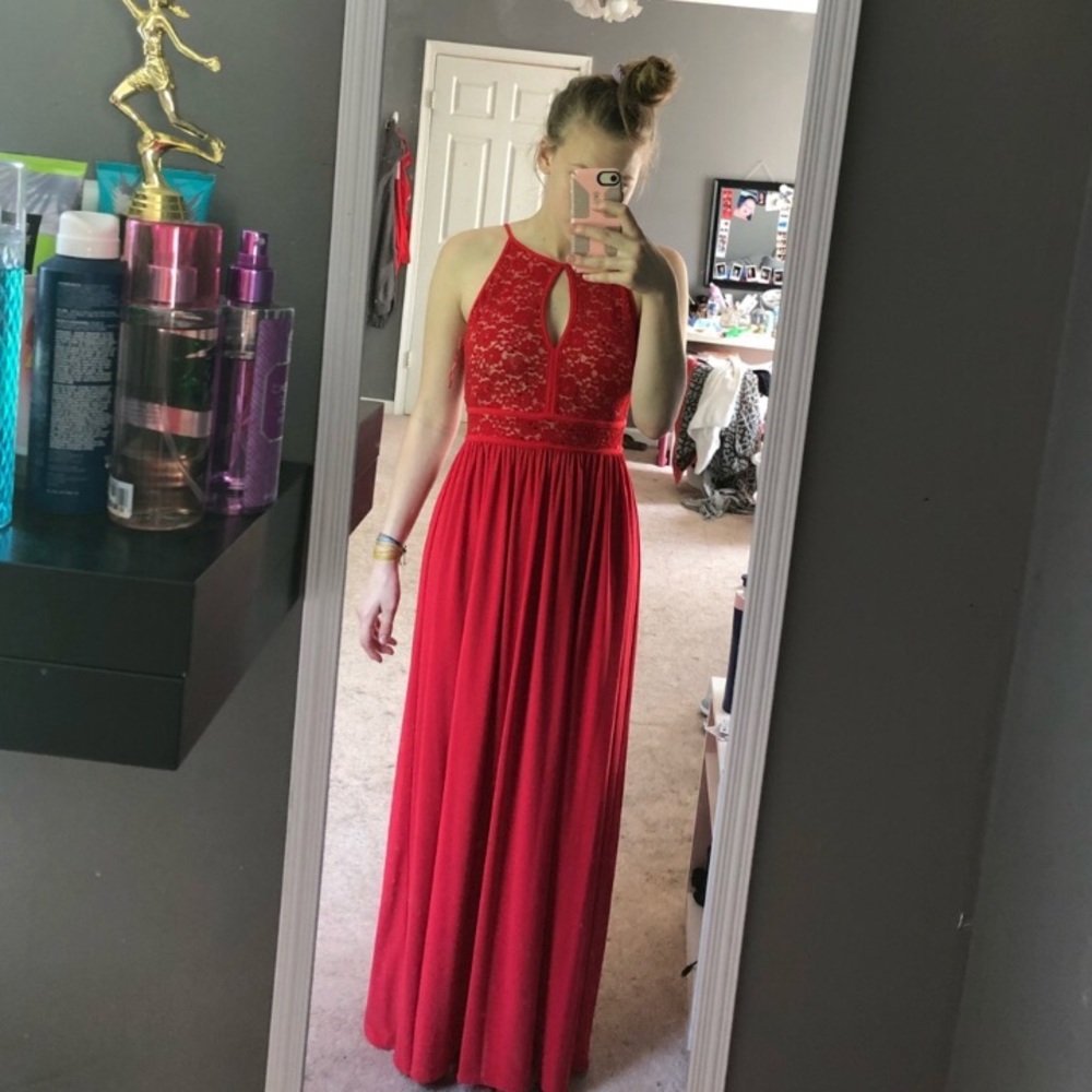 Long red dress
